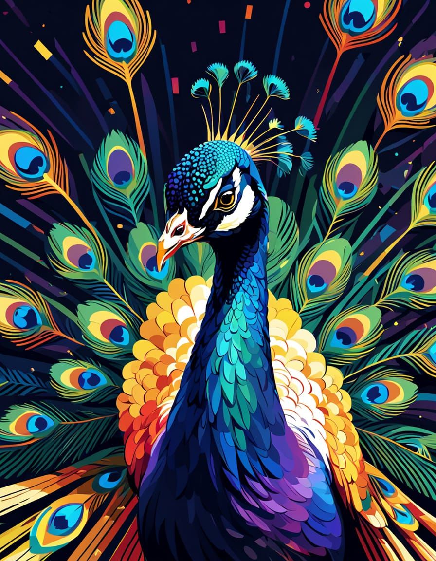 Peacock Portrait in WPAP Art Style