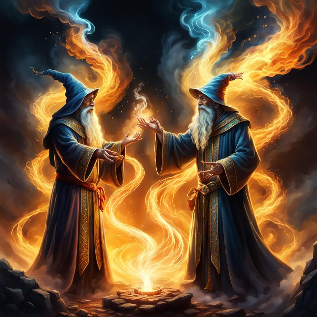 Surreal Wizards Casting Spells in Dreamlike Fantasy Art