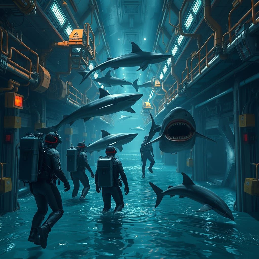 Underwater Lab Chaos with Genetically Modified Sharks