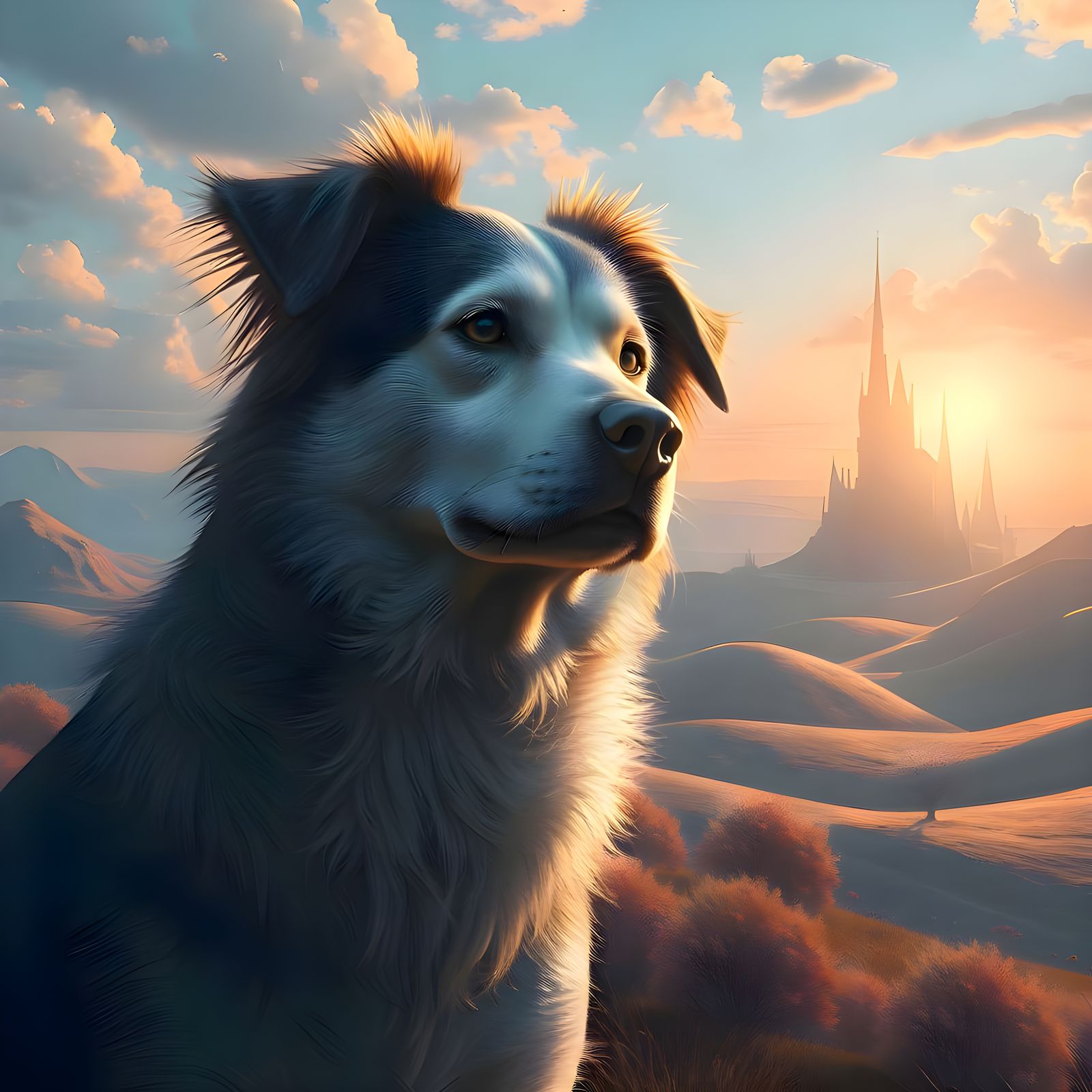 Dogs as Angels: Detailed Matte Painting