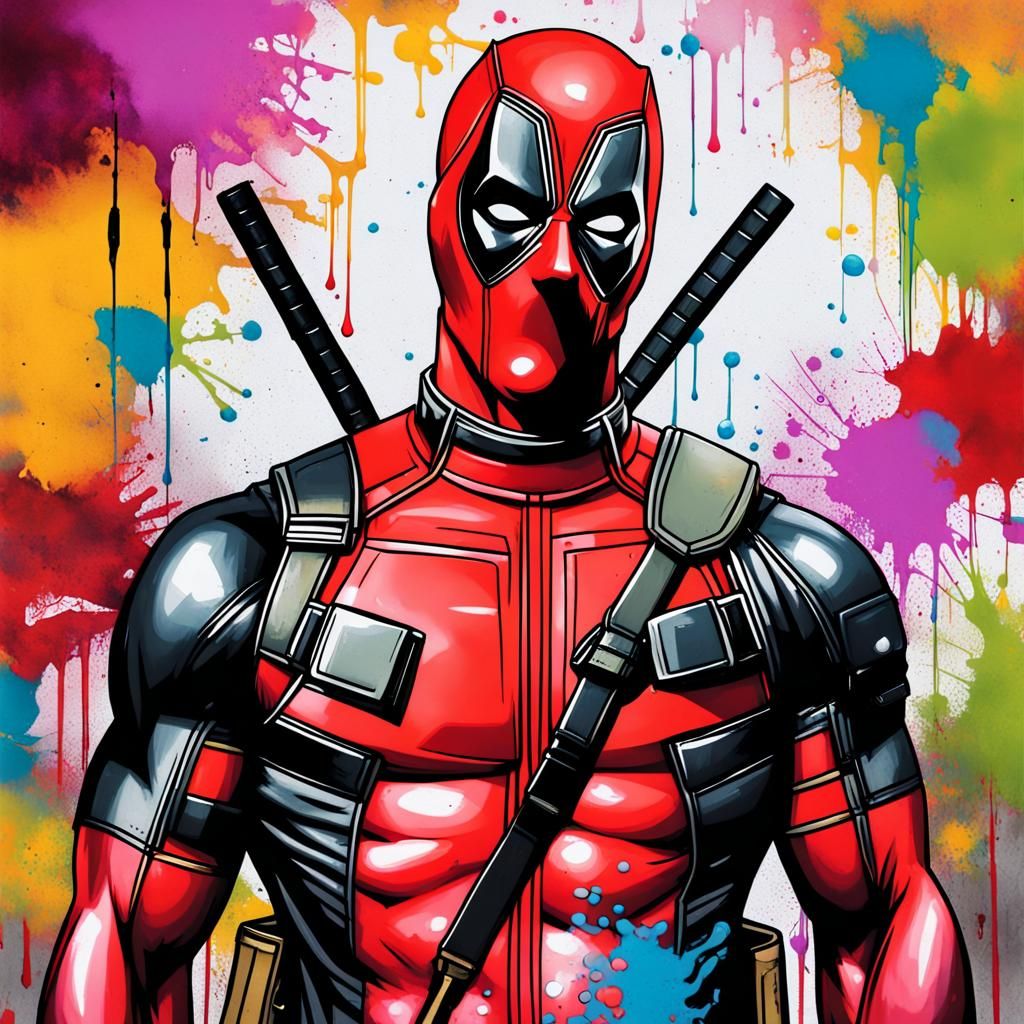 Deadpool from X-Men in Graffiti Splash Art