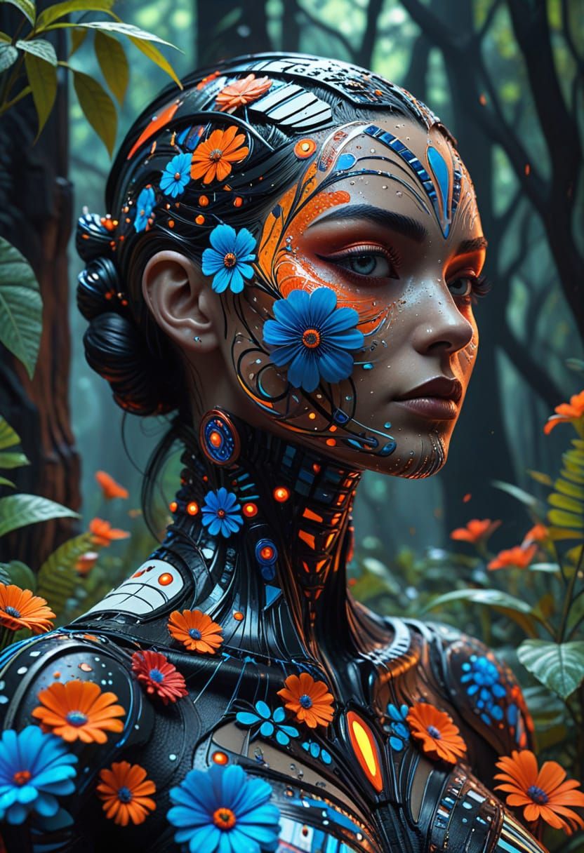 Vibrant Surreal Forest in Pop Art Style with Klimt-Inspired ...