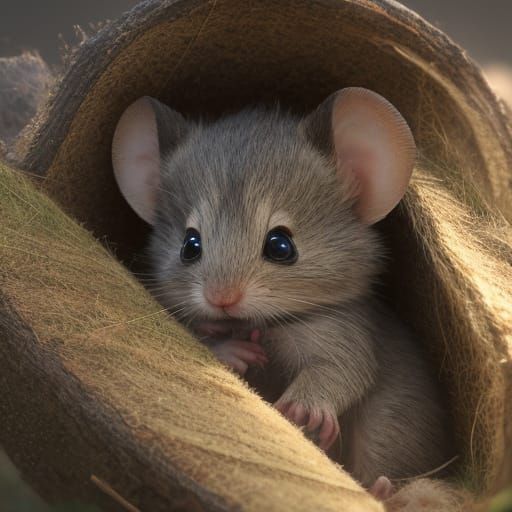 Cute Shy Mouse with Pleading Eyes in 8K