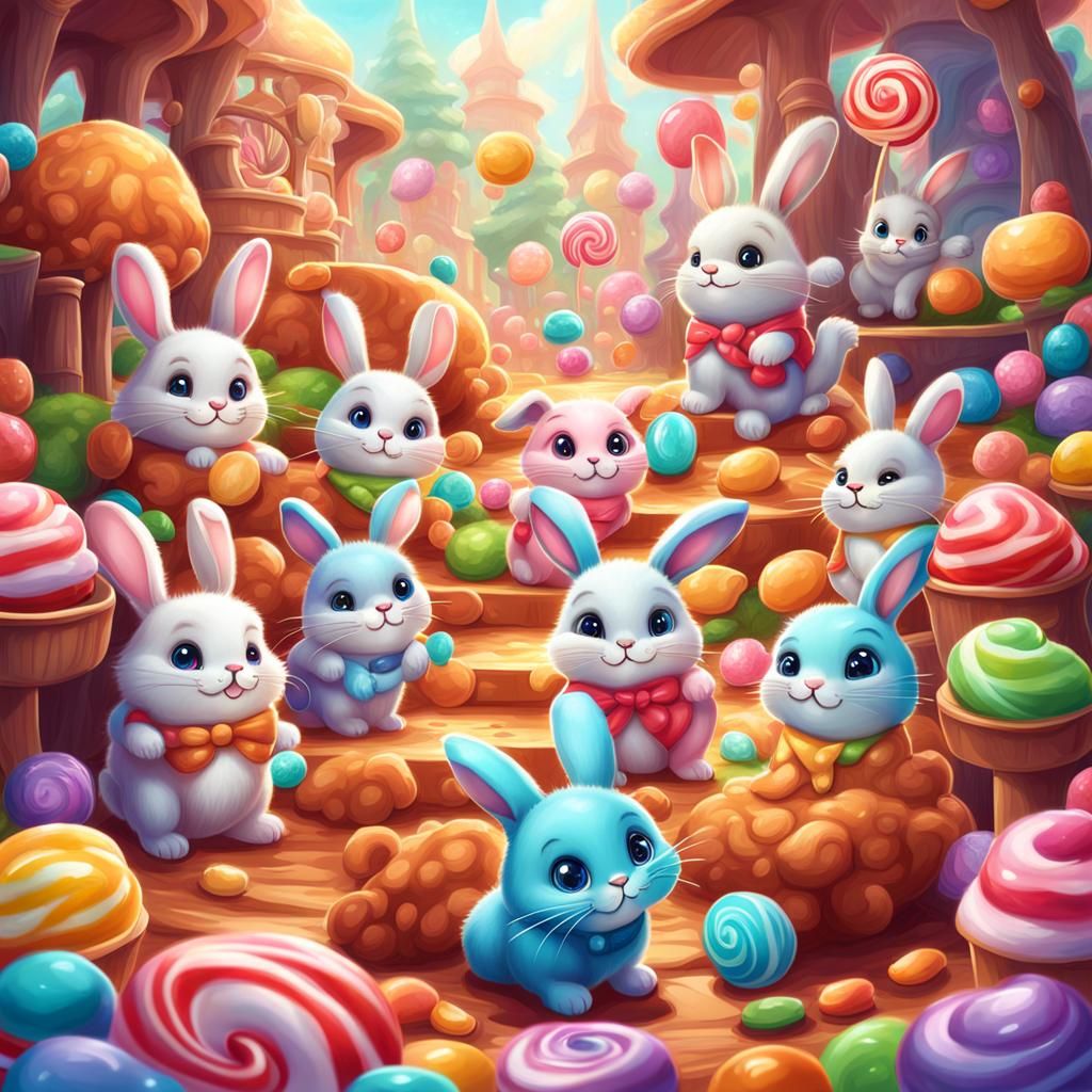 Candy Art: Bunnies and Kitties Become Friends