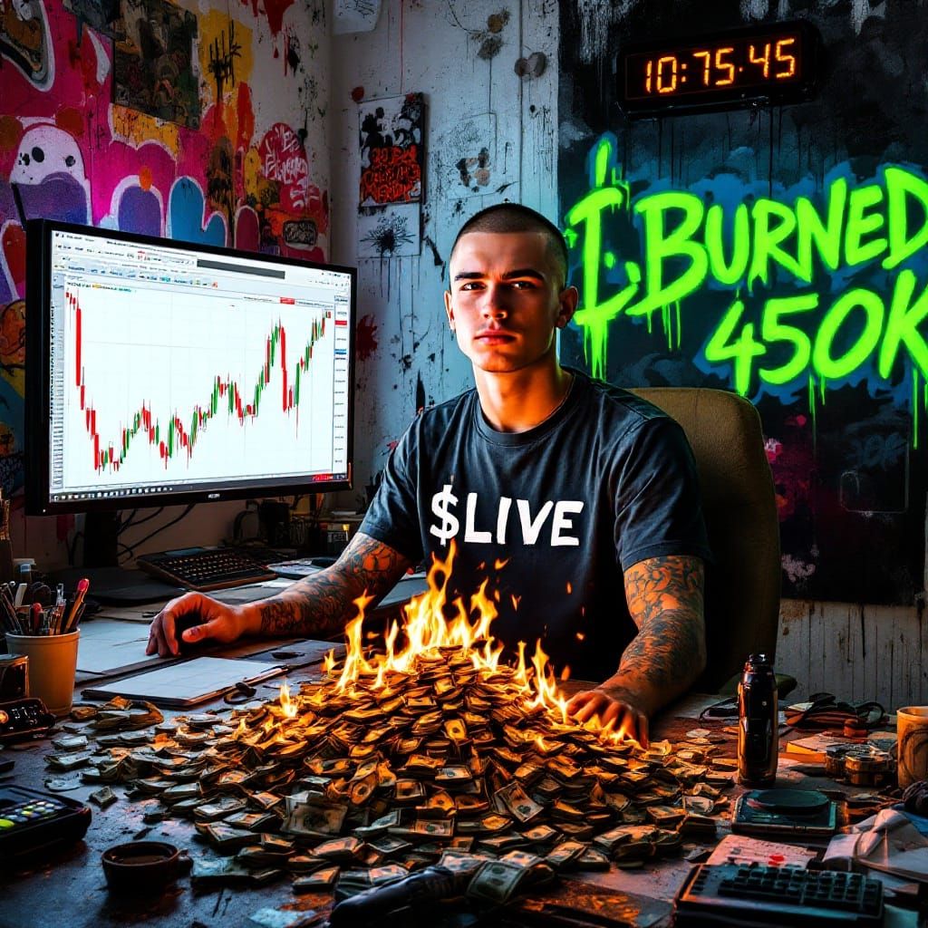 Cryptocurrency Developer's Chaotic Home Office: Digital Art