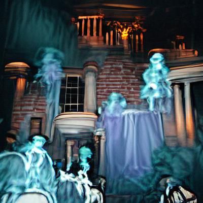 Eerie Haunted Mansion with Ghosts for Halloween