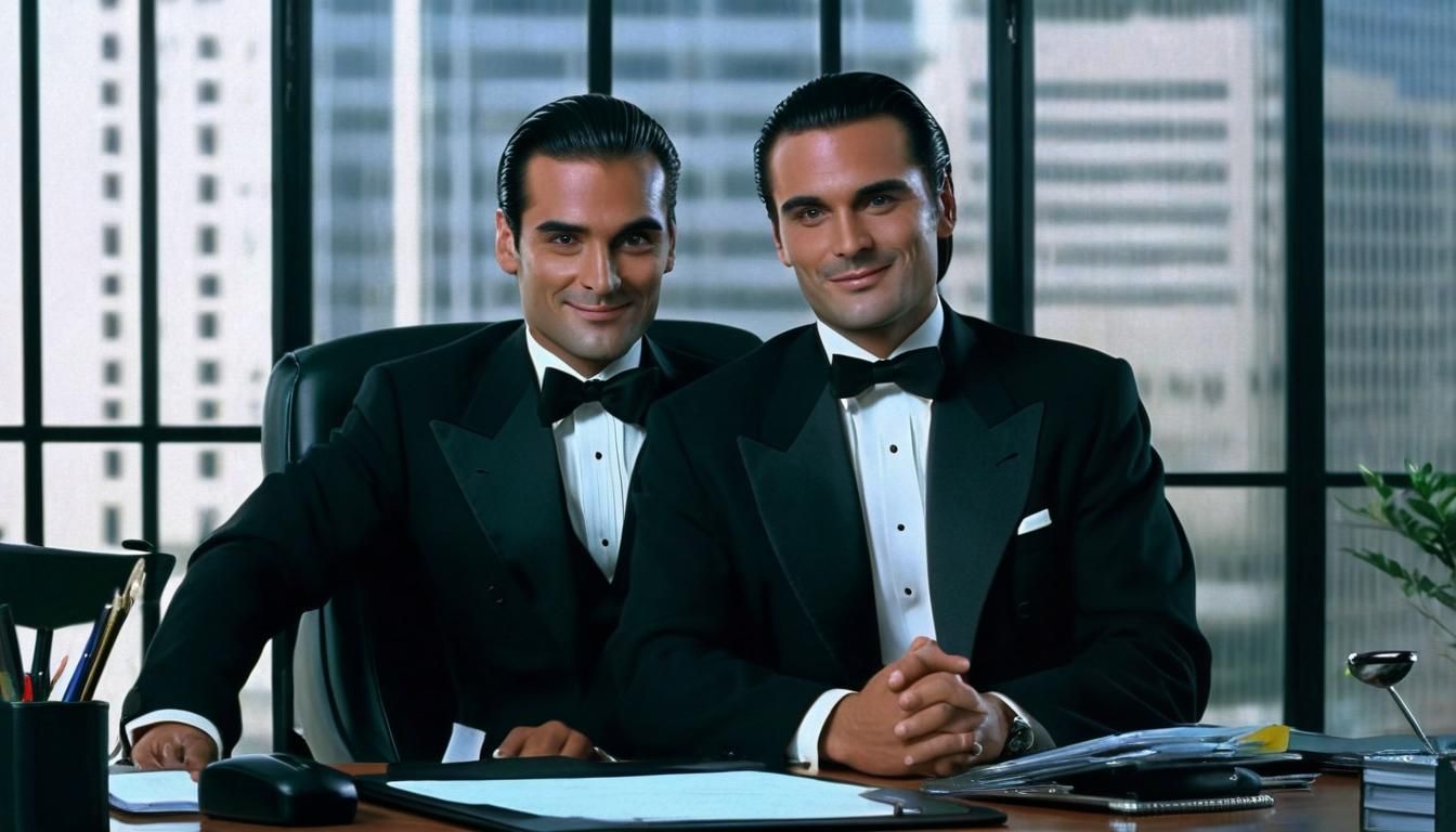 Handsome Businessman in Office with Partners