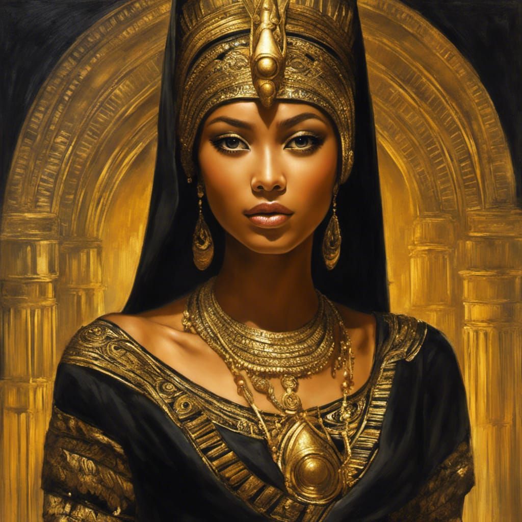 Indonesian Woman as Egyptian Princess: Ornate Digital Art