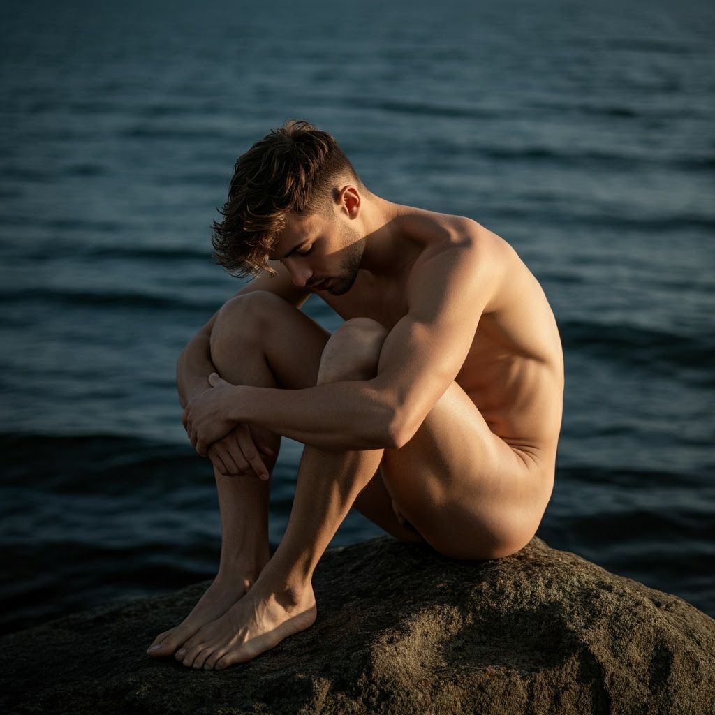 Seated Male Figure Study in Artistic Photography Style