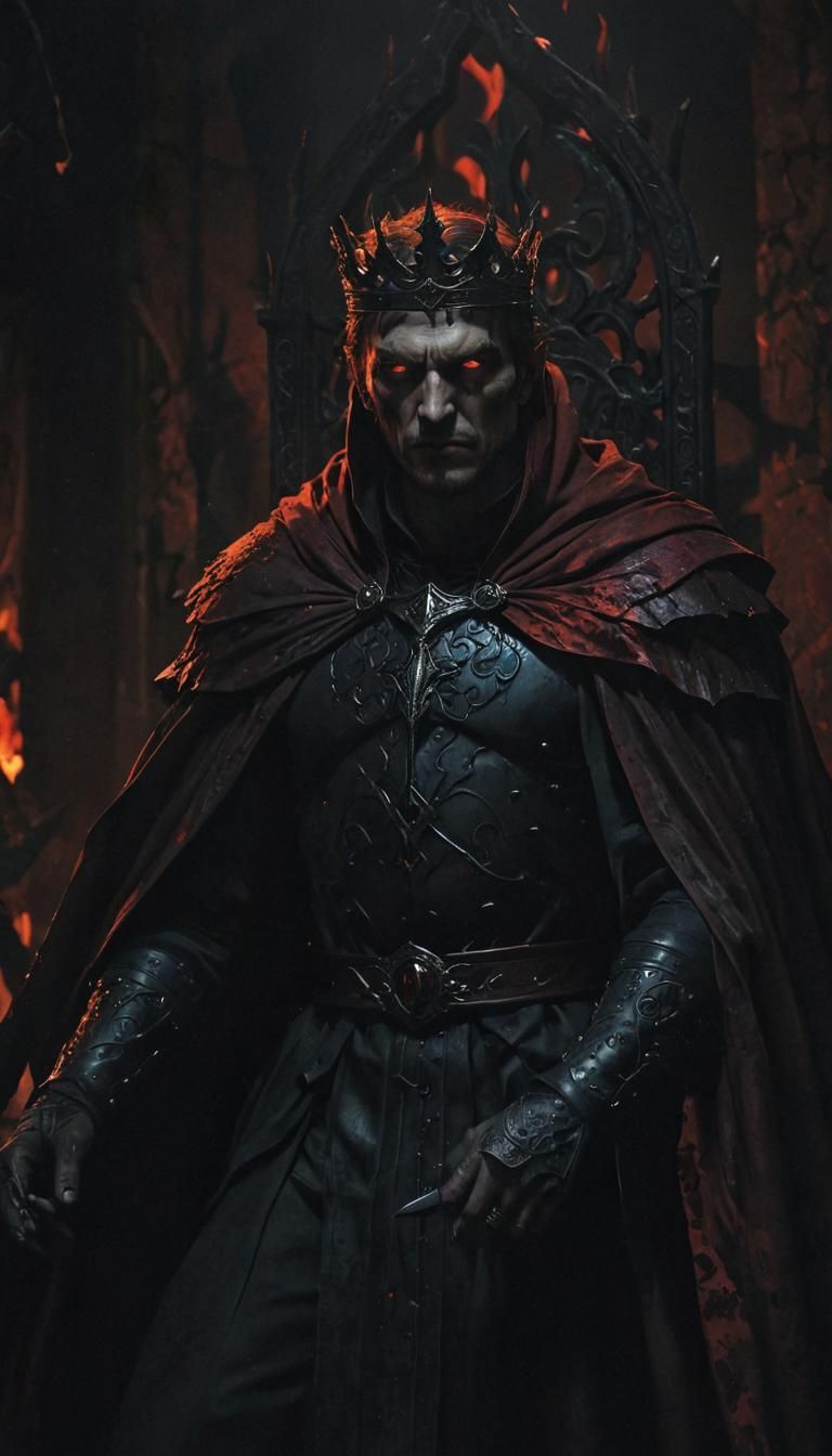 Menacing King on Shattered Throne: Gothic Dark Fantasy