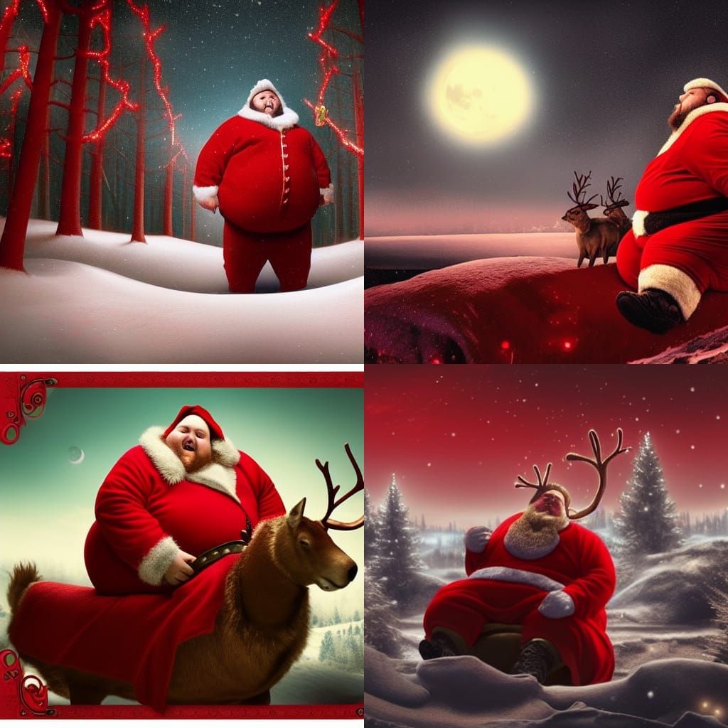 Santa Claus Sleigh Ride Under the Moon