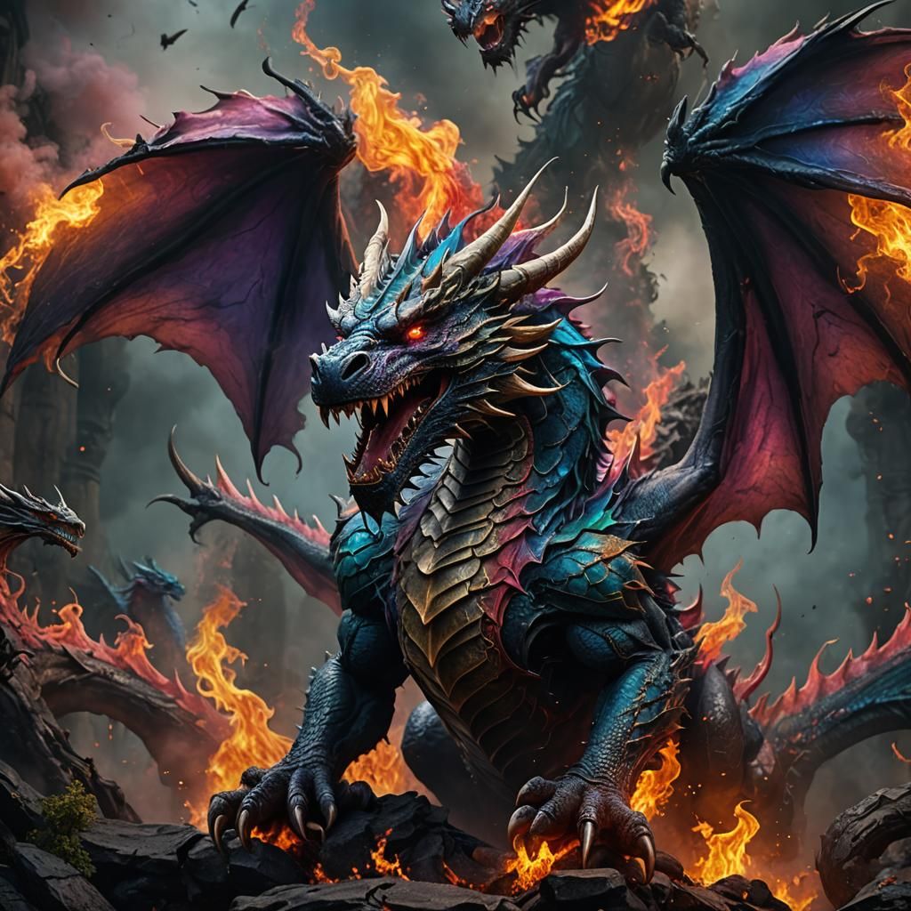 Colorful Smoke Dragon: Fantasy Concept Art