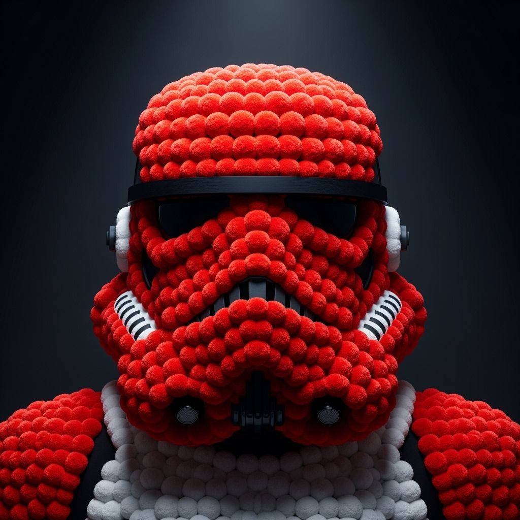 Stormtrooper Helmet Made of Red Pompoms