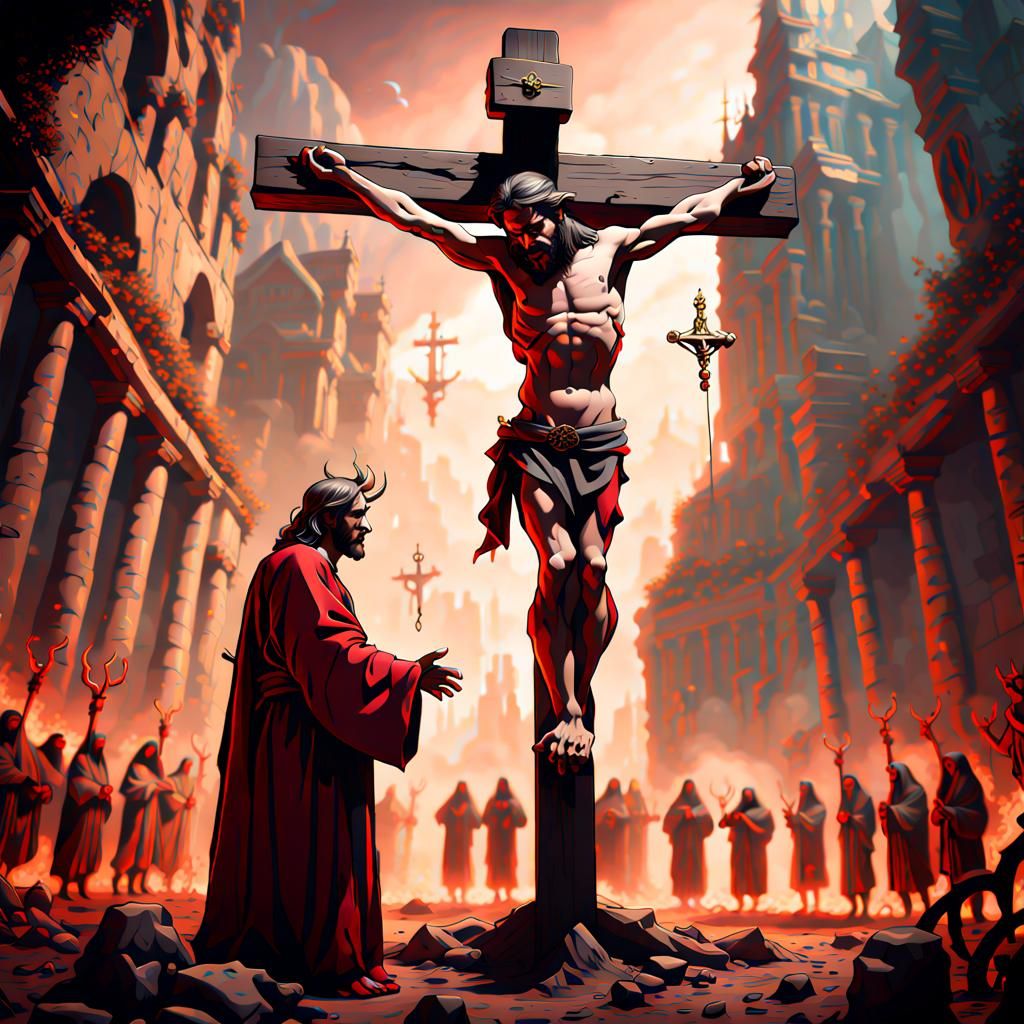 Crucifixion Witnessed: Fantasy Concept Art