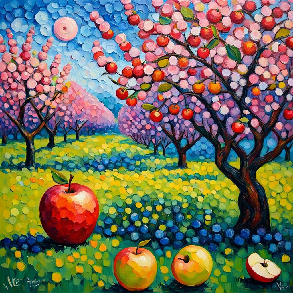Apples in Expressionist Oil Painting Style