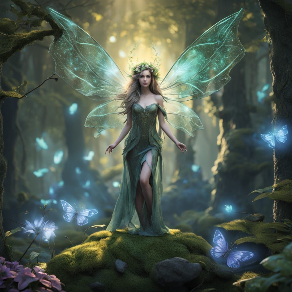 Enchanted Faerie in Whimsical Dreamlike Forest