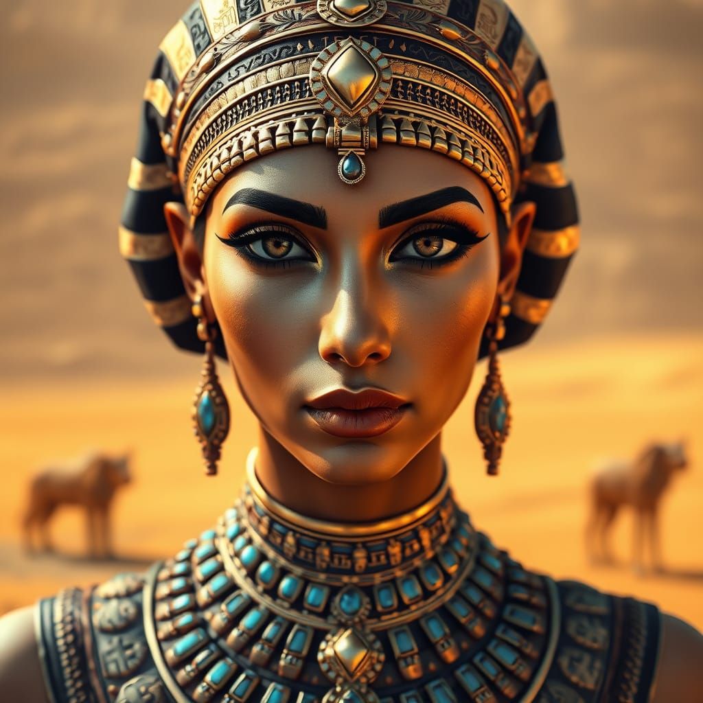 Ancient Egyptian Woman with Exquisite Makeup in 8K