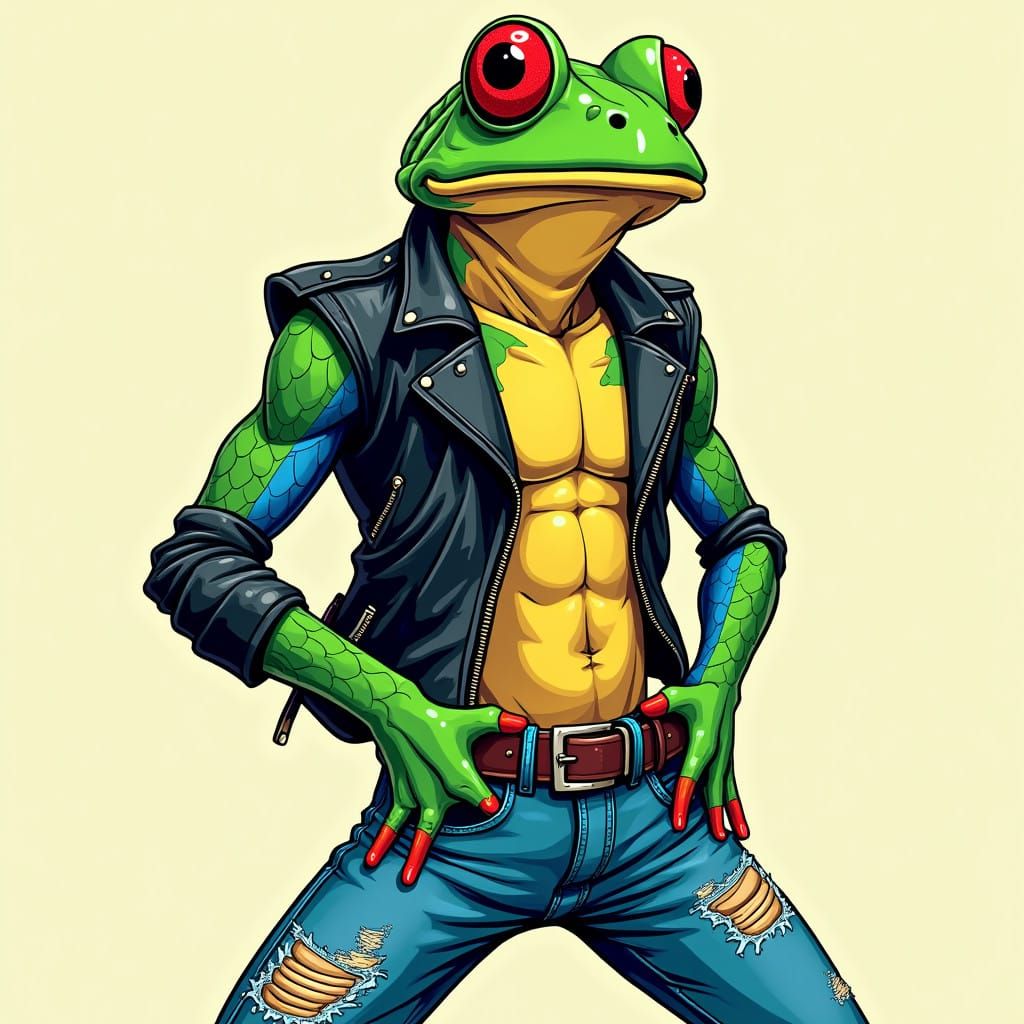 Sensual Amphibian Form in a Cyberpunk Aesthetic