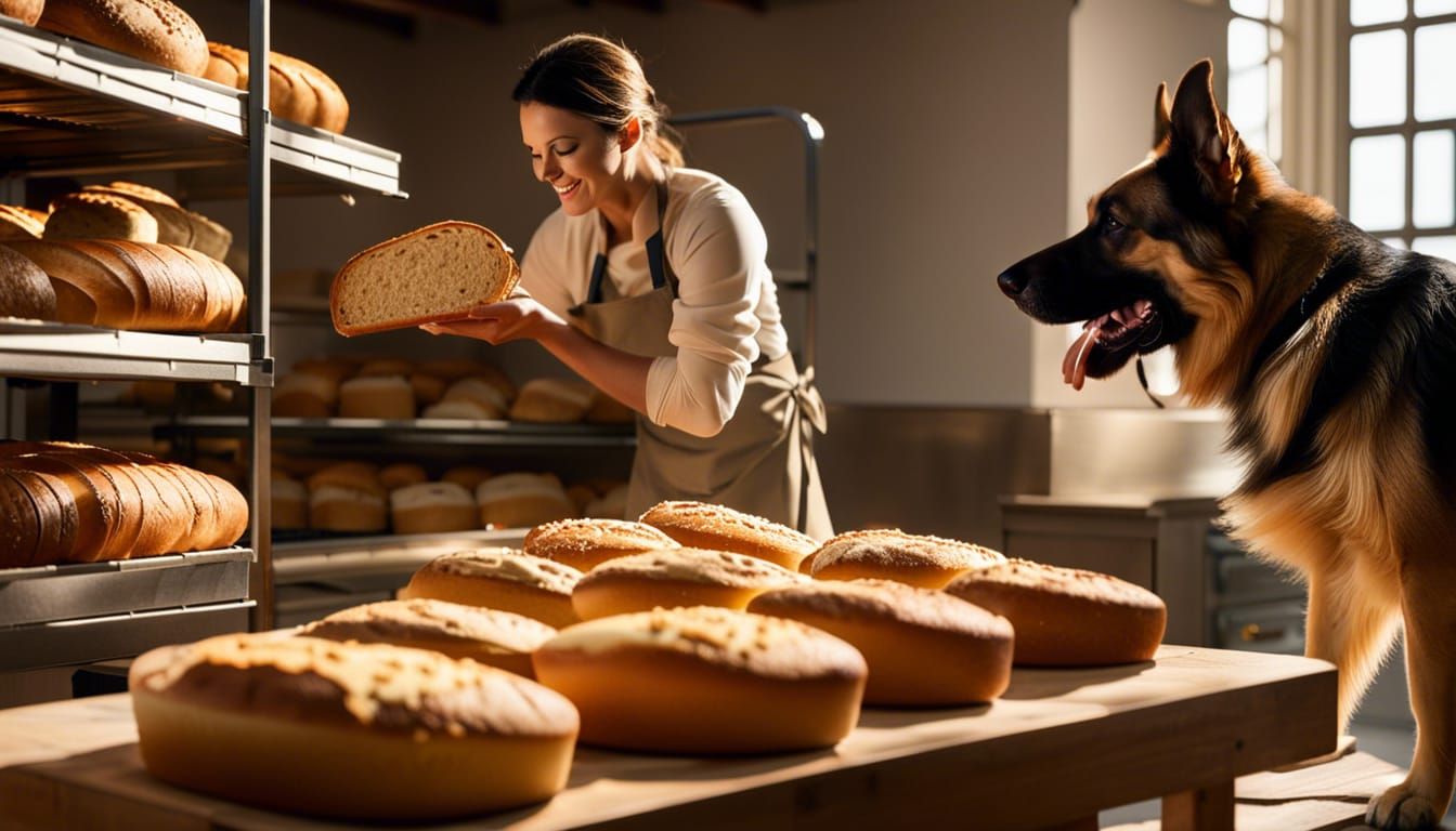 Baker Tossing Bread to Dog, Bakery TV Show