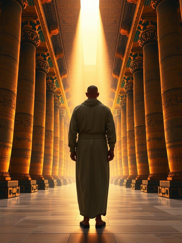 Ancient Egyptian Temple Scene in Vibrant Colors