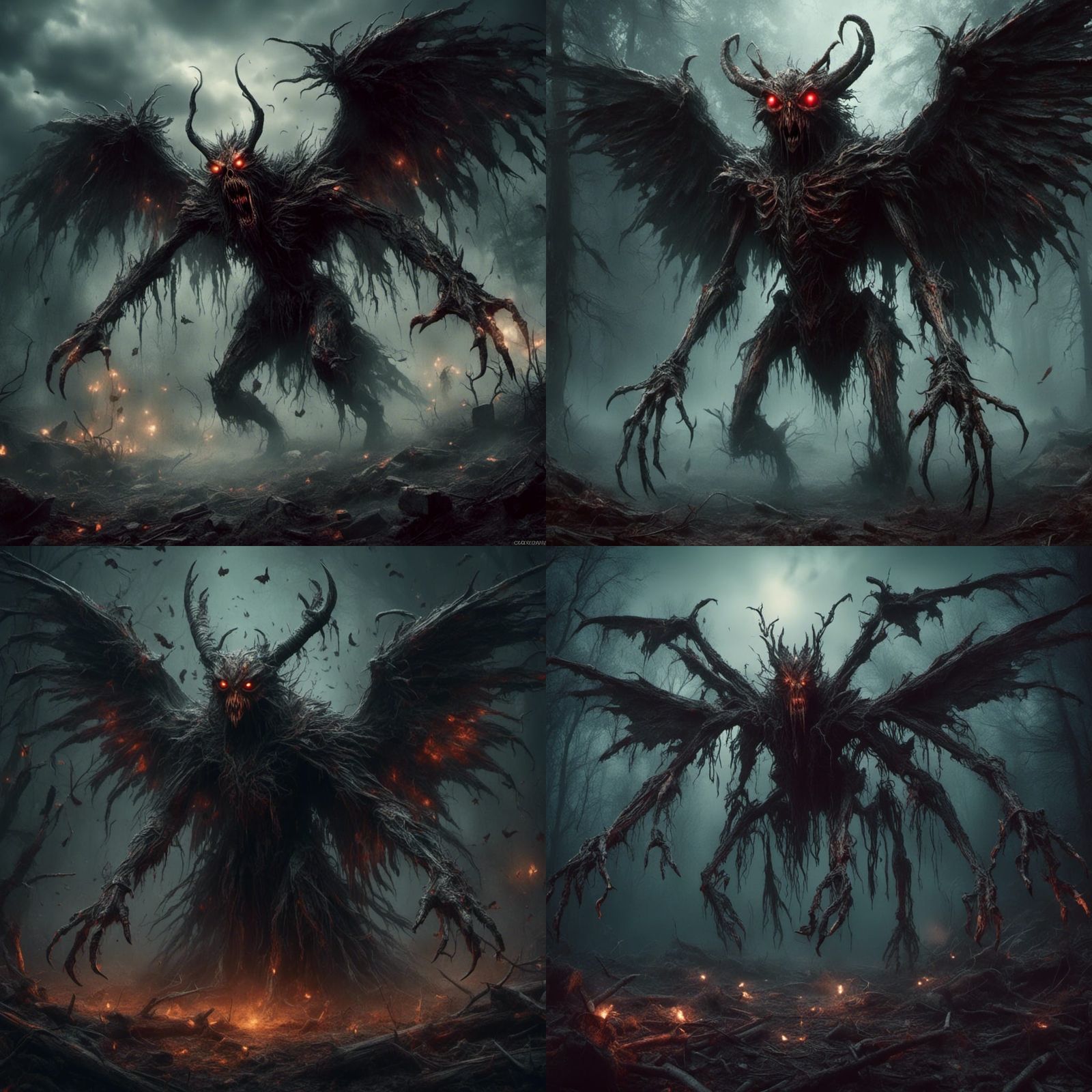 Creepy Mothman in Hyperrealistic Digital Art Style