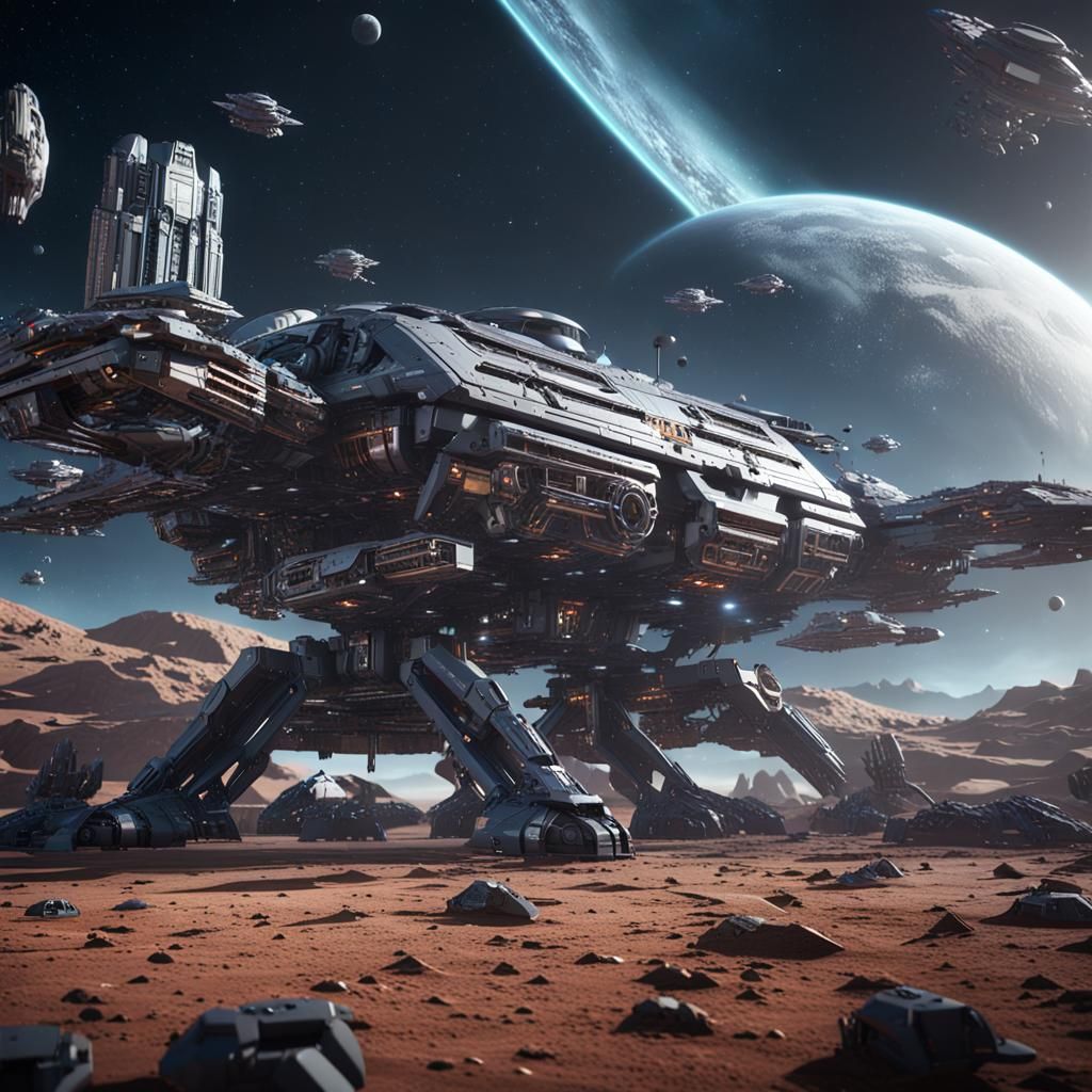 Futuristic Sci-Fi Station in Space Render