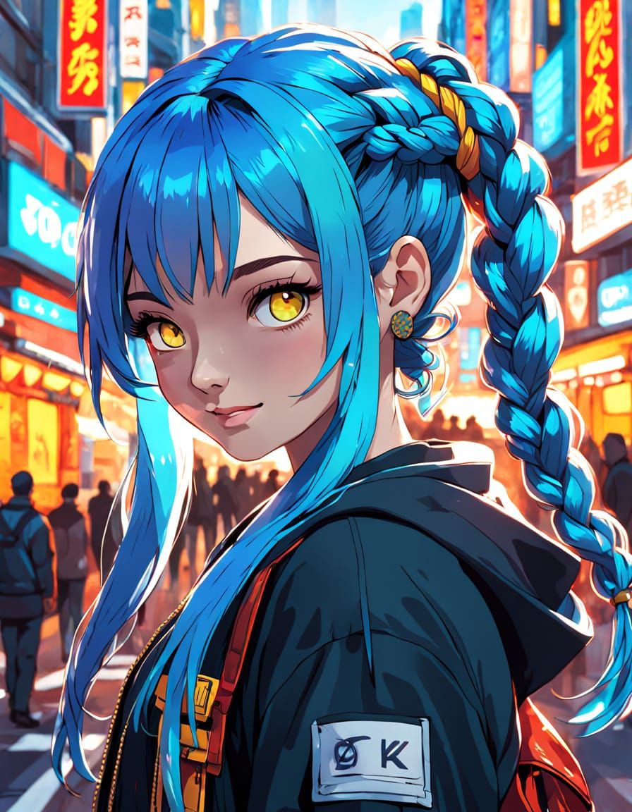 Anime Girl in Tokyo at Golden Hour
