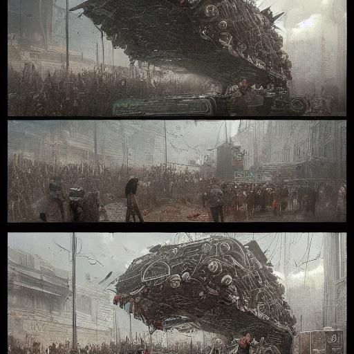 Dystopian Futuristic Food Trucks: Horror Illustration