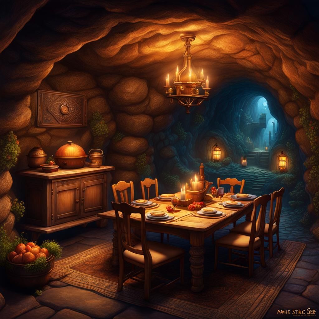 Intricate Underground Burrow Storybook Illustration
