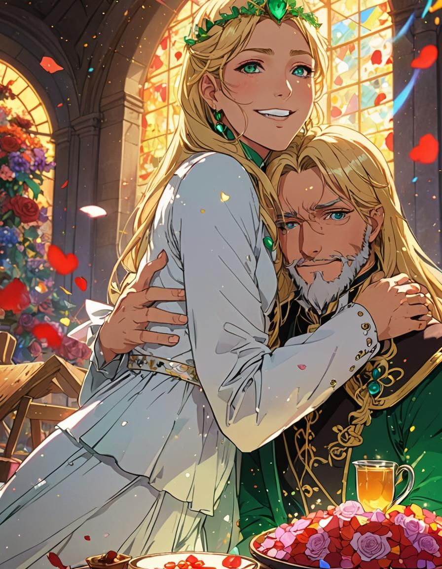 Emerald Queen and King at Rainbow Feast, Anime Style