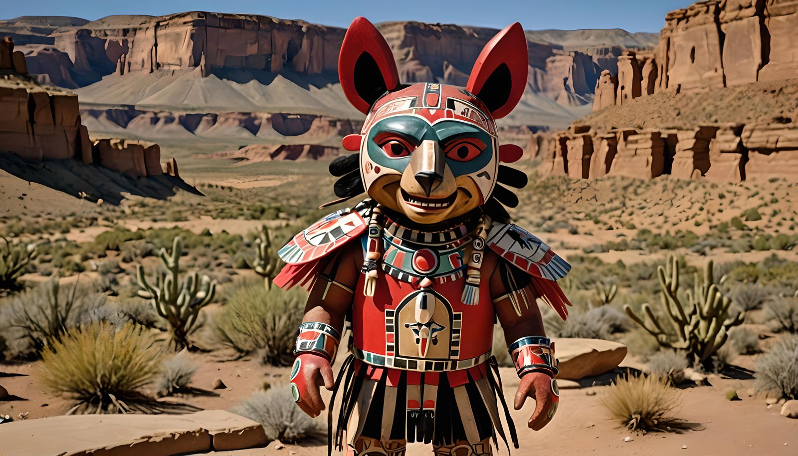 Hopi Bear Katsina Doll in Southwest Desert Colors