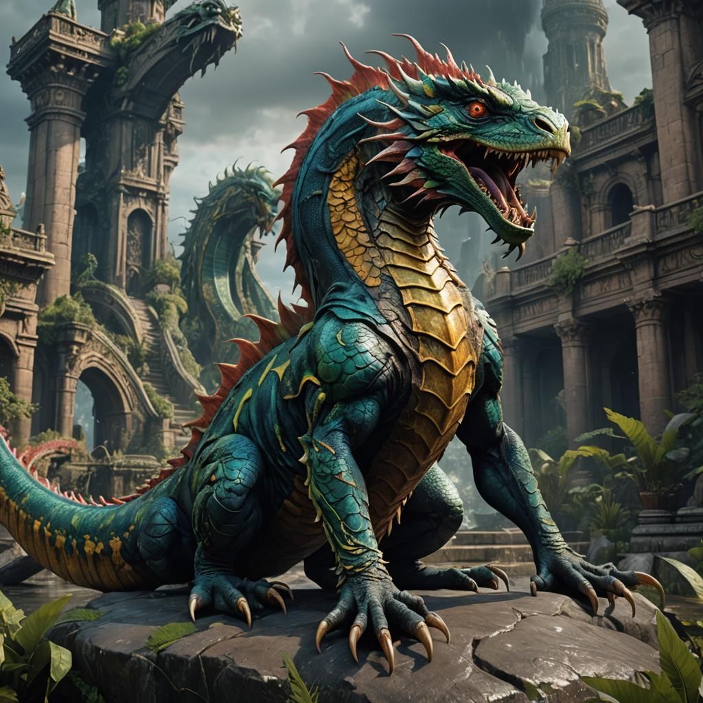 Detailed Matte Painting of a Basilisk Creature