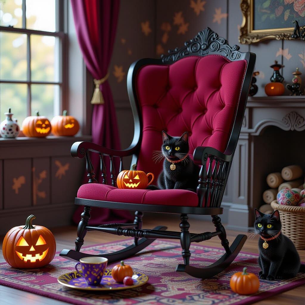 Witchy Modern Rocking Chair in Matte Painting Style