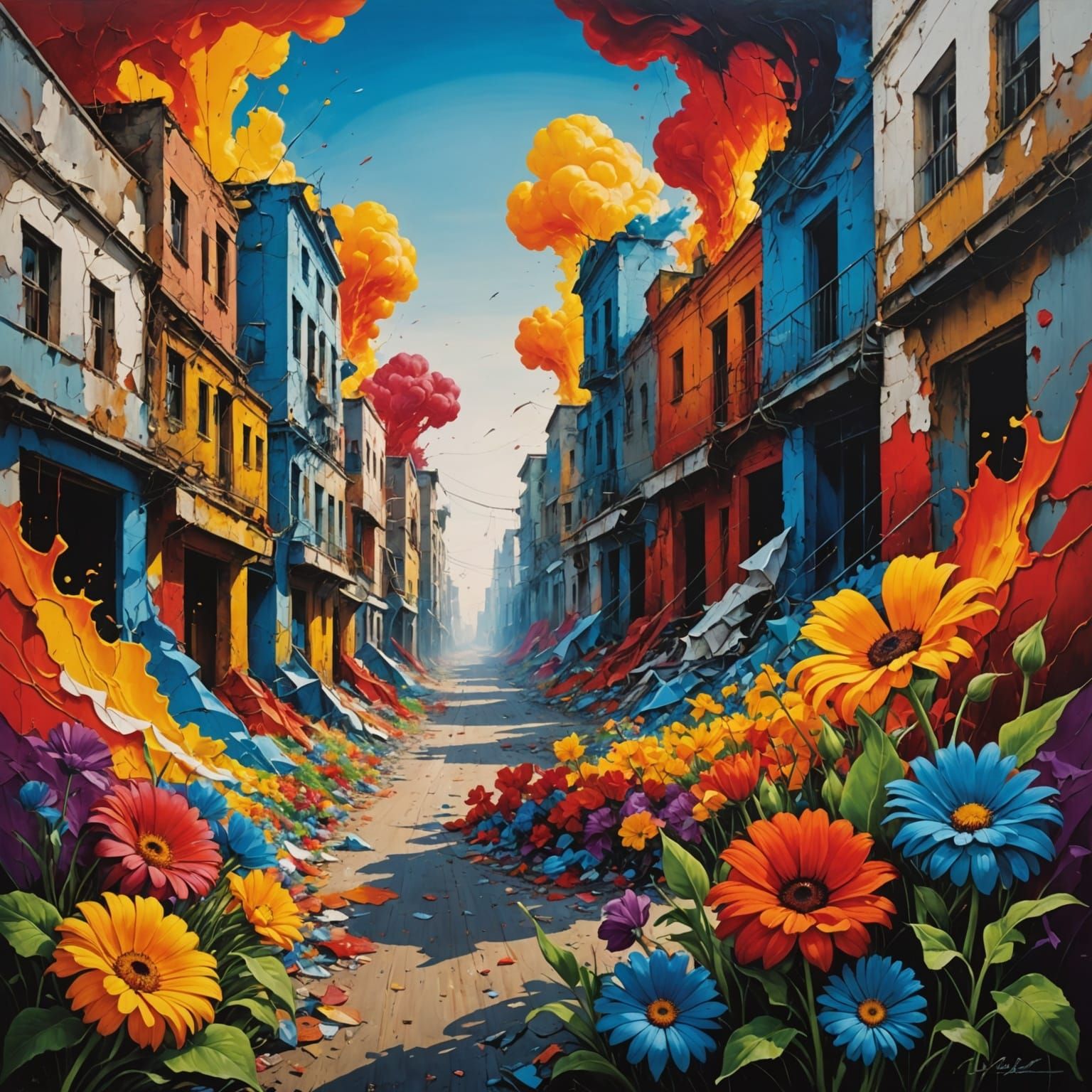 Abstract Art: Contrasting Elements in Vibrant Colors