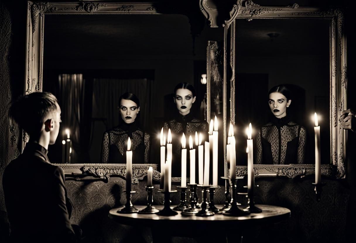 Gothic Model in Surreal Black and White