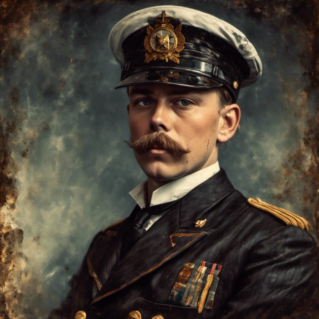 Titanic Captain Portrait on Ship Deck
