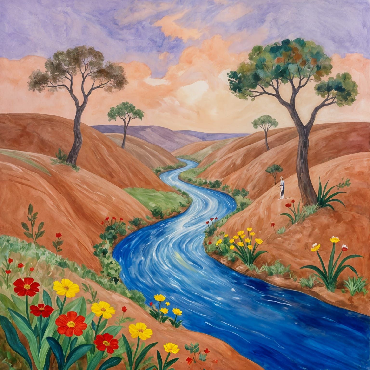 Artistic Landscape of Paint Rivers and Clay Hills