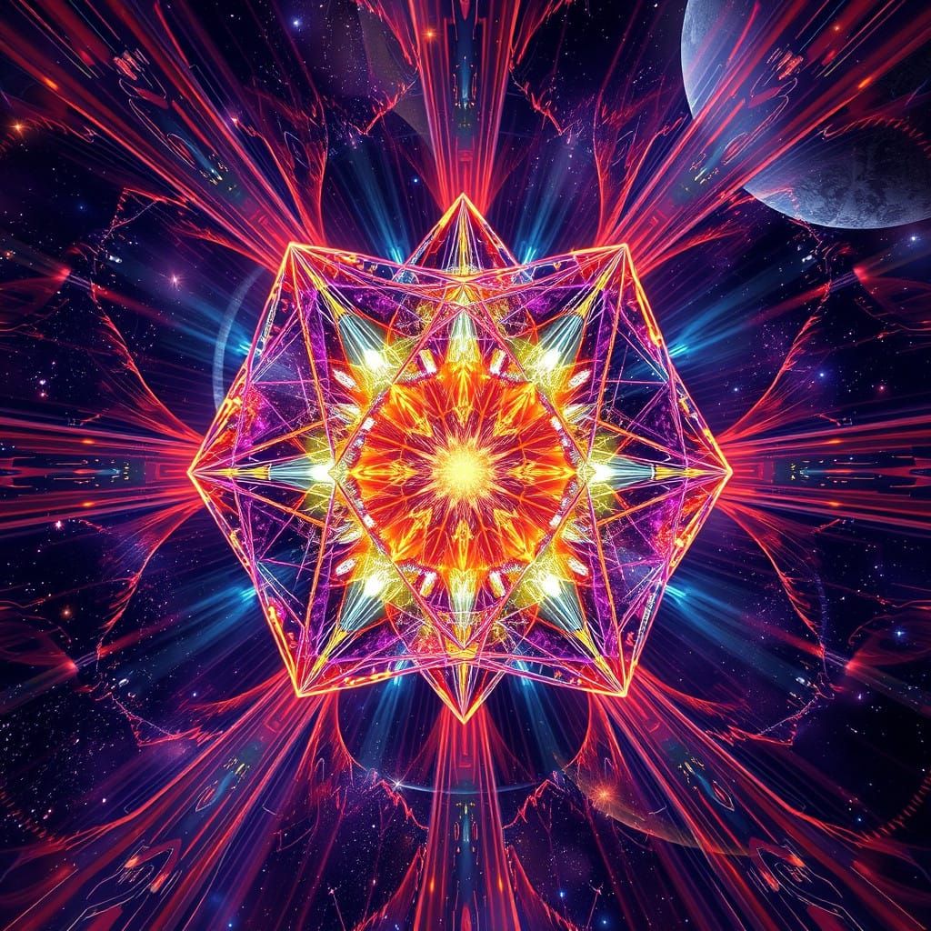 Celestial Tesseract in Vibrant Light