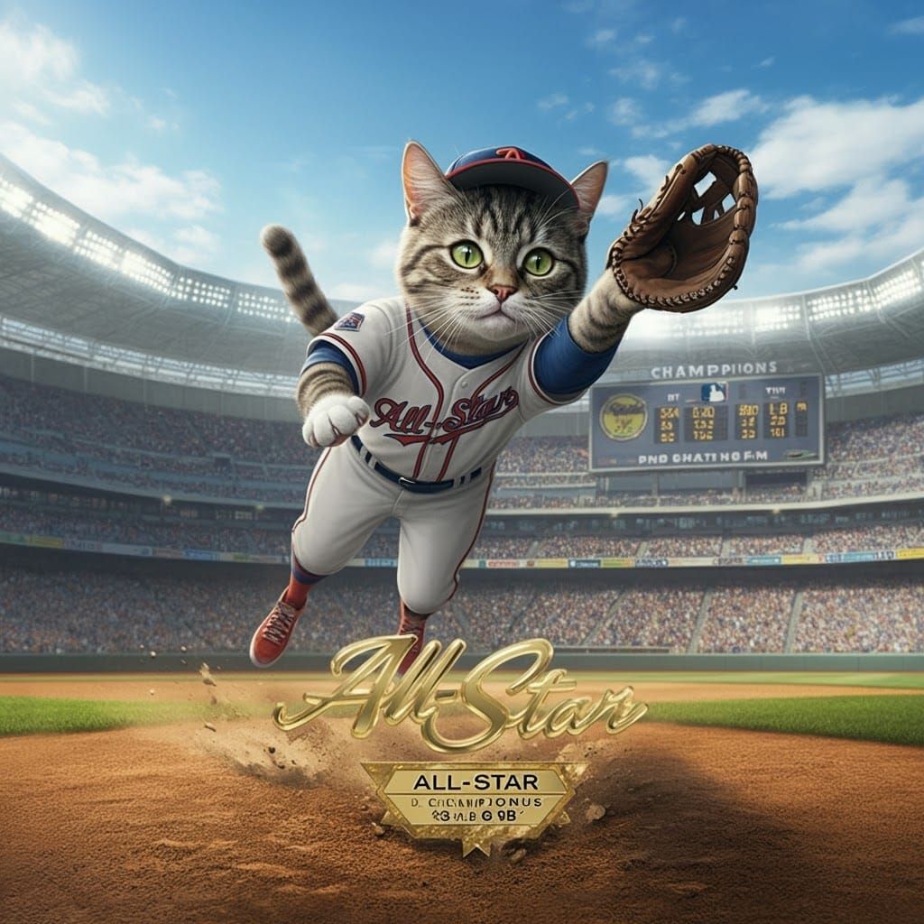 All-Star Cat Makes Incredible Catch on Baseball Card