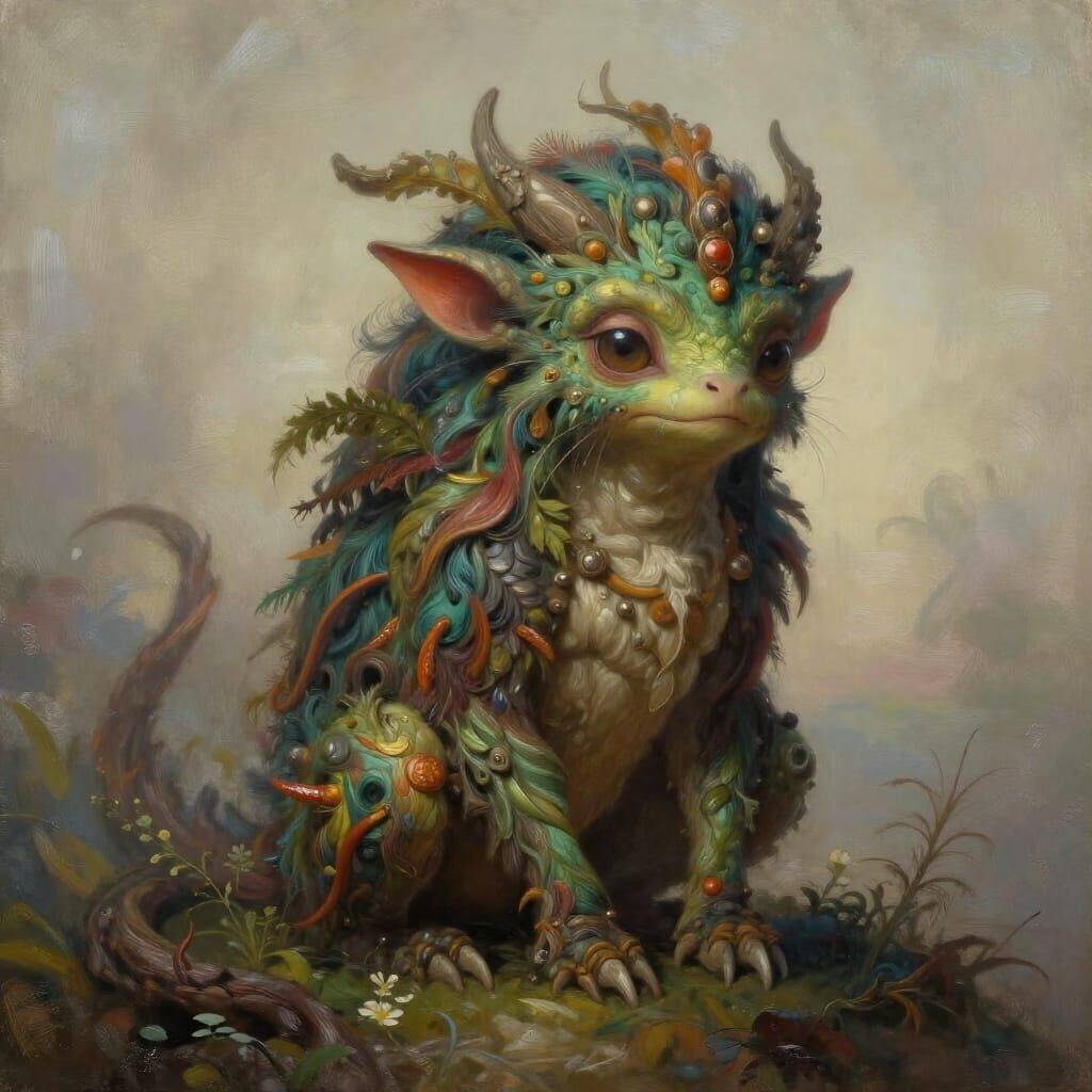 Fantastical Creature Illustration in Golden Age Style