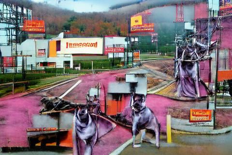 Dystopian Industrial Breezewood, Pennsylvania, in Bacon Styl...
