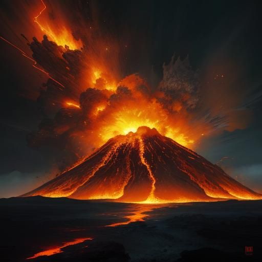 Volcanic Creature Emerges in Fiery Digital Art