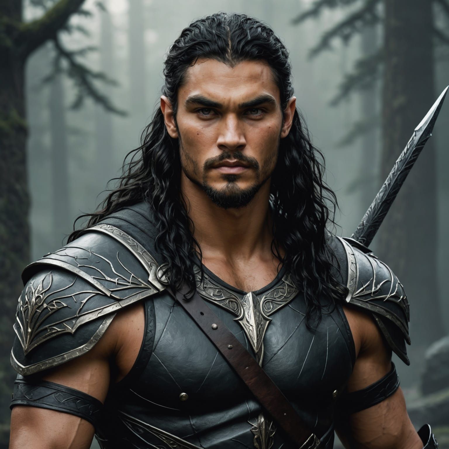 Young Elven Warrior Portrait with Piercing Eyes