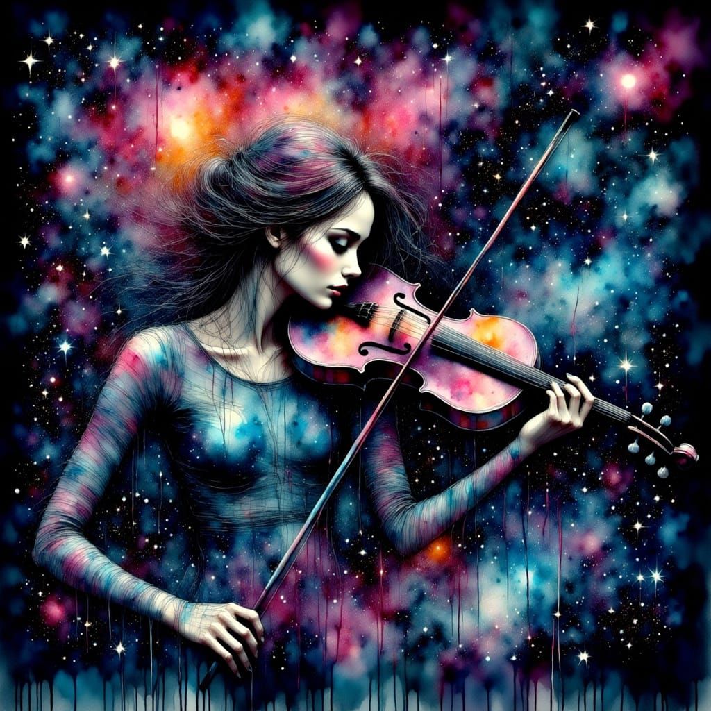 Cosmic Violinist Plays the Universe's Symphony