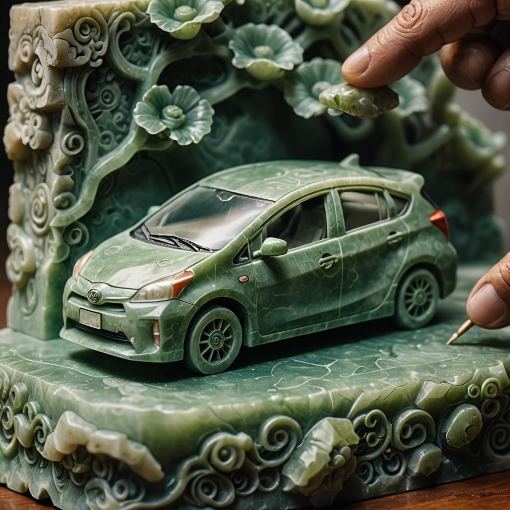 Jade Artisan Carves Miniature Prius: Chinese Stone Art