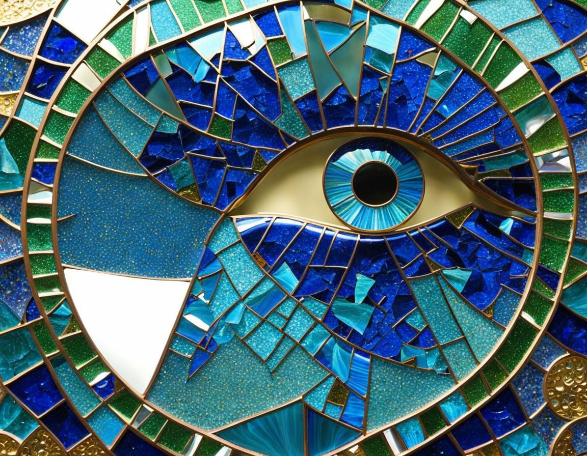 Glass Mosaic Figure in Cloisonné Style
