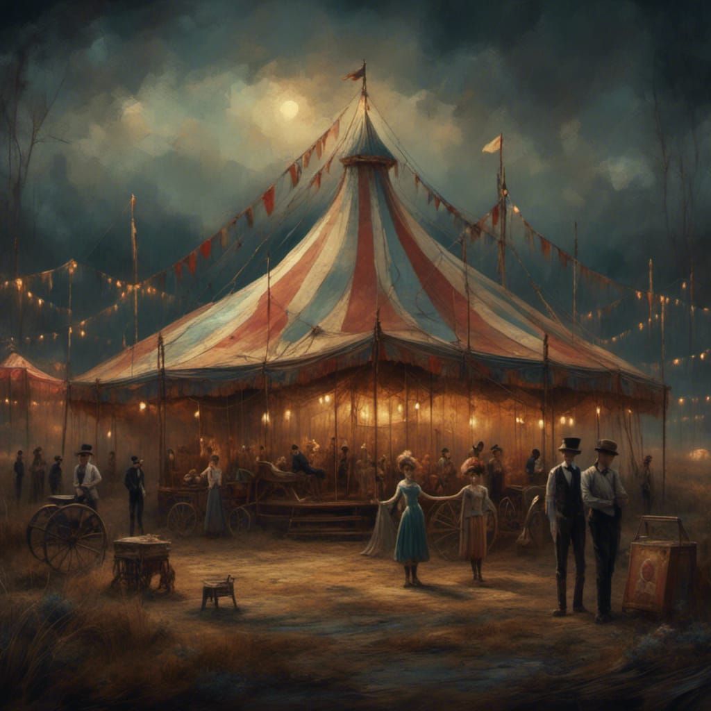 Melancholy 1920s Circus in Dreary Field