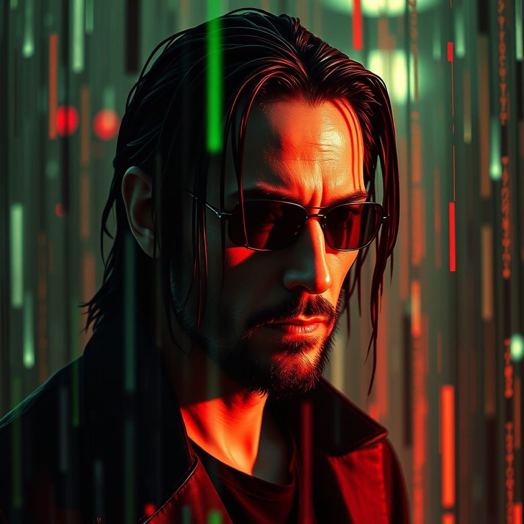 Neo in Glitchcore Aesthetic