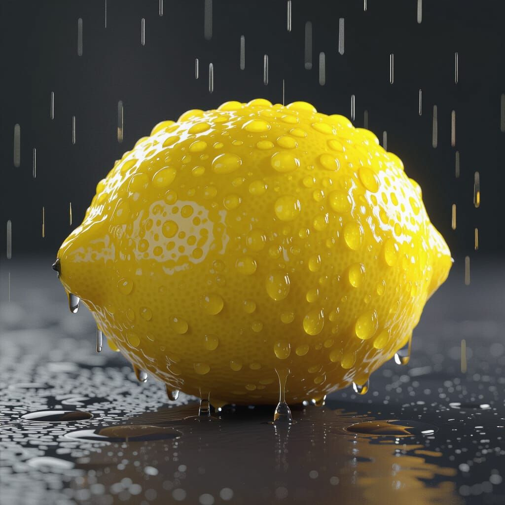 Photorealistic 3D Lemon with Dripping Juice