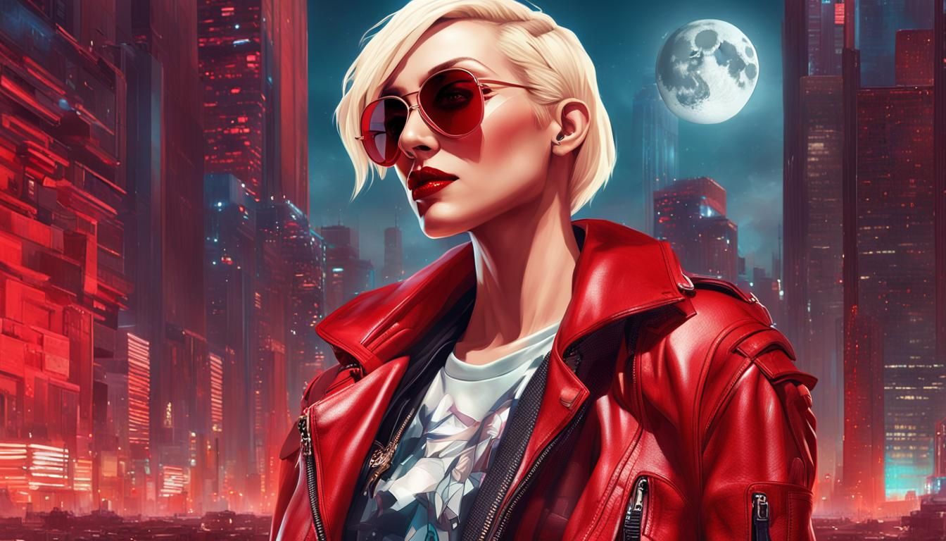Gwen Stefani in Dystopian City, Digital Art Portrait